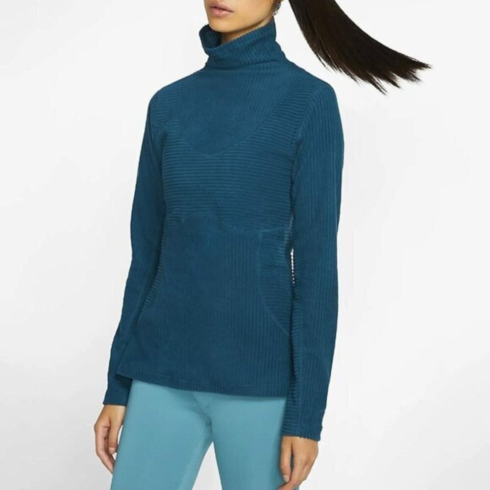 Nike Pro BV5558-347 Hyperwarm Velour High Neck Top dark Turquoise XS NWT